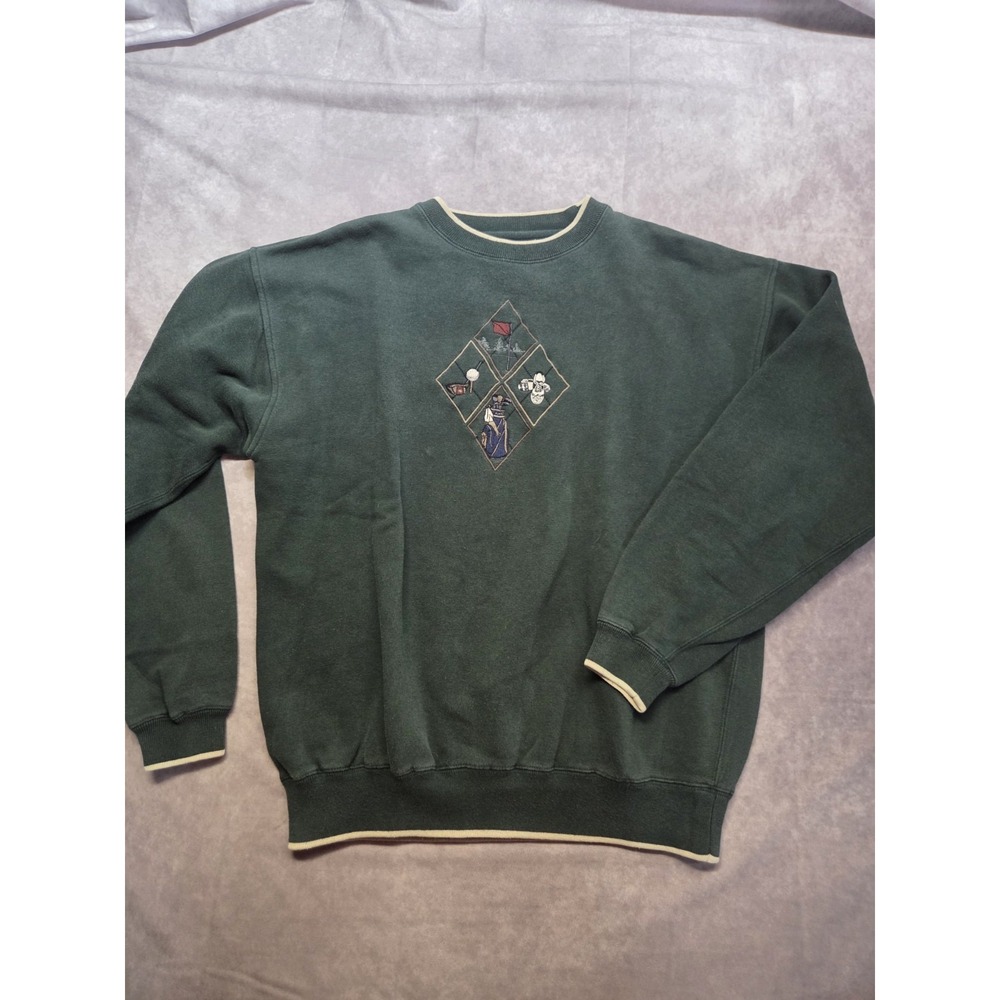 VINTAGE Golf Sweatshirt Mens Medium  Ringer Crewneck 90s Grannycore Cottagecore - Picture 9 of 9